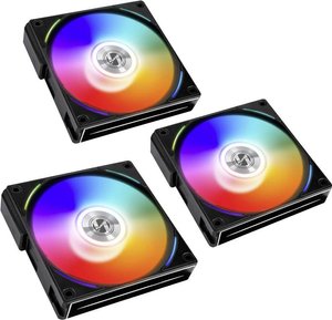 Wentylator Lian Li UNI FAN AL120 RGB PWM, zestaw 3 szt. ze sterownikiem - 120 mm, czarny Lian Li UNI FAN AL120 Wentylator do obudowy PC czarny (S x W x G) 120 x 120 x 25 mm