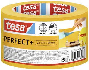 taśma malarska tesa Perfect + - taśma malarska wykonana z cienkiego papieru washi do precyzyjnego maskowania podczas prac malarskich - do użytku w pomieszczeniach - 2x 50 mx 30mm Taśma malarska tesa  56539-00000-00 Perfect+ (D x S) 100 m x 30 mm 100 m 2 s