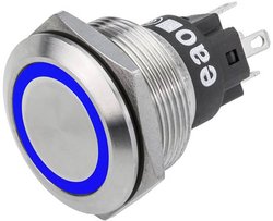 EAO 82-6151.1123 Seria 82 Podświetlany przycisk Mom 22mm Niebieski 12V lutowany term Przycisk eao 82-6151.1123, 22.30 mm, 1 szt.