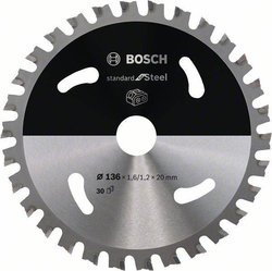 Akumulatorowa tarcza tnąca Standard do stali, 136 x 1,6/1,2 x 20, 30 zębów Tarcza tnąca Bosch Accessories  136 x 20 mm 1 szt.