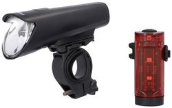 FISCHER FAHRRAD Zestaw oświetlenia rowerowego 45 LUX, small-box LED  czarny