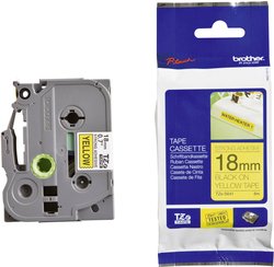 Taśma do nadruku TZE wyjątkowo silnie klejąca, laminowana Brother TZES641, 18 mm x 8 m, Kolor taśmy: żółty / Kolor nadruku: czarny
