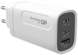 GP Batteries GPWCGM3AWHUSB254 Ładowarka USB 65 W gniazdo  Ilość wyjść: 3 x USB, złącze żeńskie USB-C (Power Delivery)