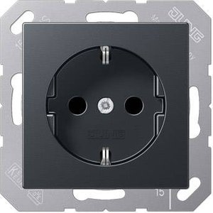 Jung A1520BFANM styk uziemiający 16A 250 V nietłukący antracyt Gniazdo elektryczne Jung A1520BFANM antracytowy