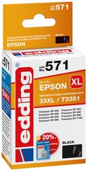 Edding Tusz Zamiennik Epson 33XL, T3351 Czarny  atrament Edding EDD-571 18-571, 1 szt.