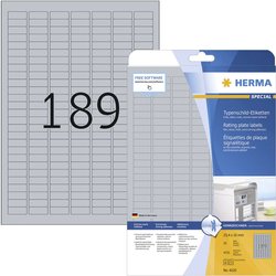 Herma 4220 Etykiety do szyldów opisowych 25 x 10 mm Folia poliestrowa srebrny 4725 szt. Trwały Drukarka Laserowa, Kopiarka, Drukarka etykiet