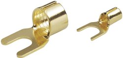 TRU COMPONENTS 1577787 Złącze widełkowe 10 mm² Ø otworu=7 mm Bez izolacji złoty 1 szt.