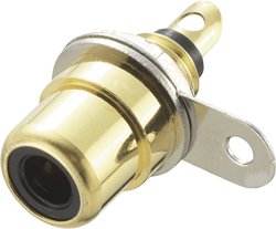 Złącze męskie RCA/Cinch TRU COMPONENTS 719208, złocony, złącze żeńskie do wbudowania pionowego, 1 szt.