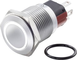 Przełącznik wciskany, wandaloodporny TRU COMPONENTS TC-GQ16-KF-11ZE/J/W/12V/C TC-7494828, 16 mm, 48 V/DC, 2 A, 1 szt.