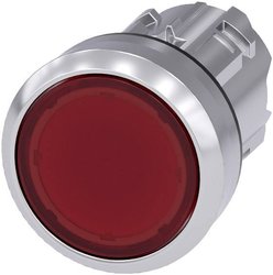 Przycisk podświetlany  Siemens 3SU1051-0AB20-0AA0 siłownik płaski, pierścień przedni metalowy, błyszczący czerwony   1 szt.