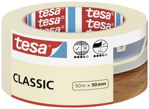 taśma malarska tesa CLASSIC - taśma maskująca do maskowania prac malarskich - nie zawiera rozpuszczalników, można ją usunąć bez pozostawiania śladów - 50 mx 50 mm Taśma malarska tesa  52807-00000-03 Classic (D x S) 50 m x 50 mm 50 m 1 szt.