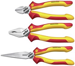 Zestaw szczypiec Industrial electric kombi, szczypce płaskie, szczypce do cięcia bocznego, 3-częściowy (38637) Zestaw szczypiec Wiha 38637 3 szt.