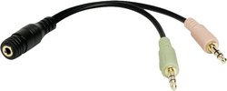 LogiLink CA0020  Jack Audio Przejściówka, adapter [1x złącze żeńskie jack 3,5 mm - 2x złącze męskie jack 3,5 mm] czarny