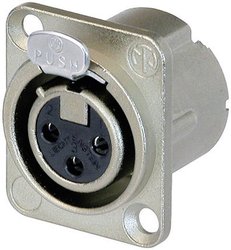 Gniazdo XLR z kołnierzem Neutrik NC3FD-LX, 3-pin, 16 A, niklowe