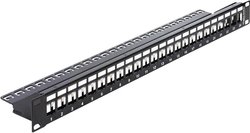 Delock 19″ 24-portowy panel krosowy Keystone z szyną odciążającą Patchpanel Delock 43277, 24 Porty, 483 mm (19''), 1 U