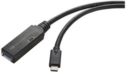 Kabel USB Renkforce RF-5231962, USB 3.2 Gen1 (USB 3.0), Złącze męskie USB-C®, Złącze żeńskie USB-A, 5.00 m