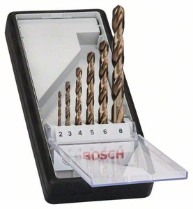 Zestaw wierteł do metalu Robust Line HSS-Co, DIN 135, 135 °, 6 sztuk, 2 - 8 mm Zestaw wierteł krętych do metalu Bosch Accessories 2607019924 1 zest.