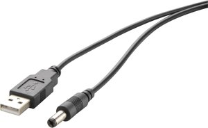 Kabel zasilania Renkforce, USB 2.0, Złącze męskie USB-A, Wtyczka DC 3,5 mm, 1.00 m