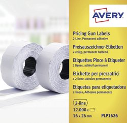 Rolka etykiet do metkownicy, 2-liniowe, białe, 26 x 12 mm, trwałe Etykiety cenowe Avery-Zweckform PLP1626