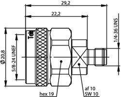 Adapter koncentryk Telegärtner J01027T0018 złącze męskie N - złącze żeńskie SMA  1 szt.