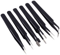 Pęseta ESD 6 sztuk powlekana stal nierdzewna EN 61340-5-1 Zestaw pęset Quadrios  23EC157