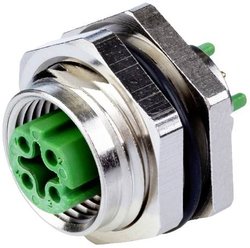 Gniazdo PCB M12, kodowanie D, 4-stykowe, IP67, montaż na tylnej ściance Gniazdo PCB Metz Connect MMT371A115 MMT371A115, piny: 4, 1 szt.