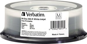 Verbatim M-DISC BD-R 25 GB / 1-4x Cakebox (25 płyt) M-Disc Blu-ray Verbatim 98917 25 szt.