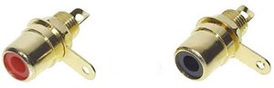 Złącze męskie RCA/Cinch TRU COMPONENTS TRU-30K111 1601055, złocony, złącze żeńskie do wbudowania, 2 szt.