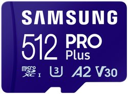 Karta pamięci microSDXC Samsung PRO Plus, 512 GB, A2 Application Performance Class, v30 Video Speed Class, UHS-I