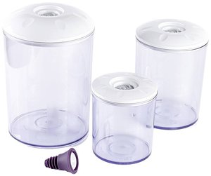 ZESTAW 3 POJEMNIKÓW RODZINNYCH (0,75L + 1,5L + 3L) + KOREK Uchwyt próżniowy Magic Vac ACO1182