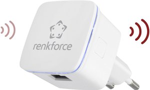 Wzmacniacz sygnału, repeater Wi-Fi Renkforce RF-WR-N300MINI, Szybkość transmisji WLAN: 300 MBit/s, 2.4 GHz