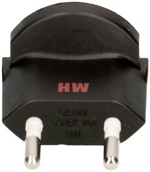 Adapter stały typ 11 / kapturek ochronny. 2-biegunowy czarny Adapter podróżny Max Hauri AG 107508