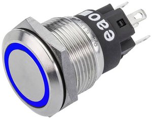 EAO 82-5151.1123 Seria 82 Podświetlany przycisk Mom 19mm Niebieski 12V lutowane końcówki Przycisk eao 82-5151.1123, 19.10 mm, 1 szt.