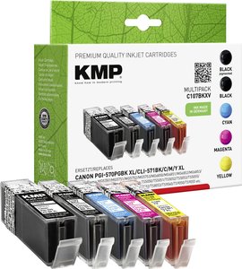 KMP Tusz Zamiennik Canon PGI-570PGBK XL, CLI-571BK XL, CLI-571C XL, CLI-571M XL, CLI-571Y XL Czarny, Foto czarny, Cyjan, Magenta, Żółty  atrament KMP C107BKXV 1569,0050, 1 zest.