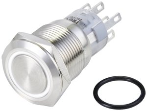 Przycisk wandaloodporny TRU COMPONENTS LAS1-AGQ-22ZE/W/24V/S TC-10090988, 20 mm, 250 V/AC, 3 A, 1 szt.