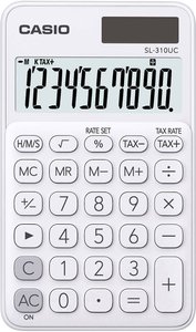 Casio SL-310UC  Kalkulator kieszonkowy biały Wyświetlacz: 10 energią słoneczną, bateryjne (S x W x G) 70 x 8 x 118 mm
