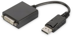 Kabel-przejściówka DisplayPort Digitus, DP - DVI (24+5), wtyk/gniazdo, 0,15 m długości, z blokadą, DP 1.1a kompatybilny, czarny Przejściówka, adapter DVI, DisplayPort Digitus DB-340409-001-S, [1x złącze męskie DisplayPort - 1x złącze żeńskie DVI 29-pin]