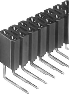Gniazdo rzędowe, kątowe, RM 2.54 mm, 2x10-pin