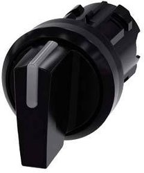 Przełącznik podświetlany, 22mm, okrągły, tworzywo sztuczne, czarne, Pokrętło krótkie Przełącznik Siemens 3SU1002-2BL10-0AA0  czarny 2 x 45 °  1 szt.
