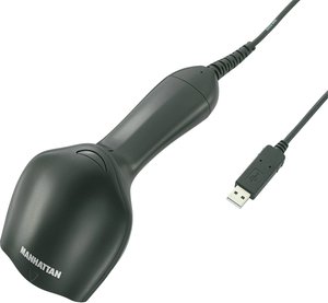 Skaner kodów kreskowych Manhattan 460835, połączenie USB, LED, 1D, czarny