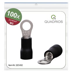 Końcówki kablowe oczkowe, zestaw 100 szt., M5, przekrój 2,5 - 4 mm² Quadrios 22C452 Końcówka oczkowa 1 zest.