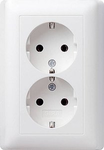 Gniazdo elektryczne podwójne GIRA 078003, czysty biały (błyszczący)
