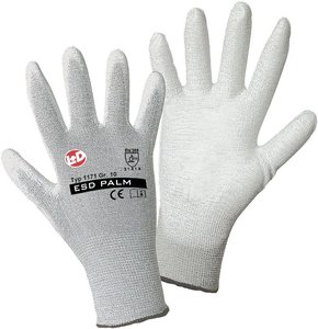 Rękawice robocze L+D worky ESD Nylon/Carbon-PU 1171-9, Rozmiar rękawic: 9, L, szary, biały