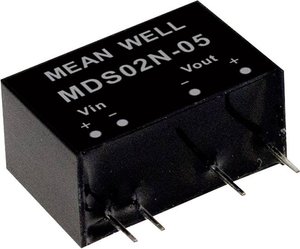 Moduły przetwornicy MEANWELLL DC/DC Seria MDS02 SIP/SIL7 Obudowa Pojedyncze wyjście Stosunek napięcia wejściowego: 1:1 Moc: 2W nieregulowane Medyczne Moduł przetwornicy DC/DC Mean Well MDS02N-15 MDS02N-15, 2 W, 133 mA, 1 szt.