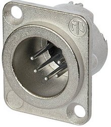 Gniazdo XLR z kołnierzem Neutrik NC5MD-LX, 5-pin, 7,5 A, niklowe