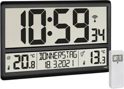 TFA Dostmann 60.4521.01 Sterowany radiowo Zegar ścienny 360 mm x 28 mm x 235 mm czarny duży wyświetlacz
