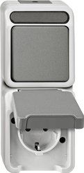 Przełącznik/Gniazdo Komplet Merten AQUASTAR 4075000, szary błyszczący