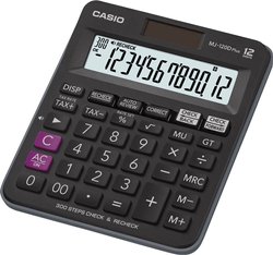 Casio MJ-120DPLUS  Kalkulator stołowy czarny Wyświetlacz: 12 energią słoneczną, bateryjne (S x W x G) 126.5 x 28.6 x 148 mm