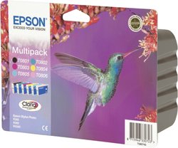Zestaw tuszy Epson Multipack T080740, oryginalny, czarny, 6 kolorów