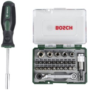 27-częściowy zestaw mini grzechotek + śrubokręt ręczny Grzechotka mini Bosch Accessories  2607017331